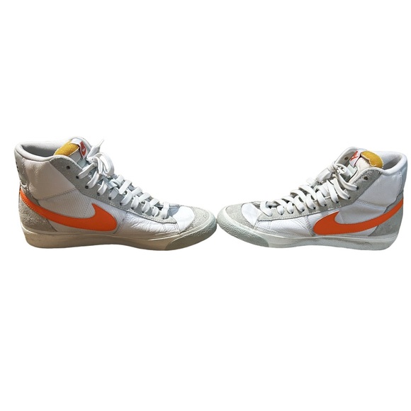 Nike Blazer Mid Size 8 DQ7673-103 White High Top Retro Orange Logo Shoes - Picture 8 of 15